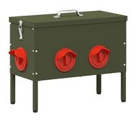 Mangeoire pour poules en métal - vidaXL - Vert Olive - 41.5x20.5x33 cm - Capacité 15 kg - Acier laminé à froid