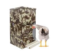 Mangeoire pour Poules et Autres Volailles | Mangeoire 20 kg à Pédale | Trémie Automatique Anti-Oiseaux et Anti-Souris | Couleur Camouflage | Pédale réglable