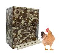 Mangeoire pour Poules et Autres Volailles | Mangeoire 40 kg à Pédale | Trémie Automatique Anti-Oiseaux et Anti-Souris | Couleur Camouflage | Pédale réglable
