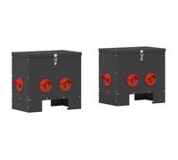 vidaXL Lot de 2 mangeoires pour poulets - Noir - 60,5 x 29 x 51 cm - Pour jardin et terrasse - Rectangulaire - Design moderne - Matériaux résistants - Options durables - Polyvalent