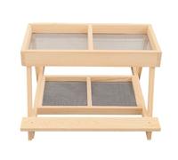 Mangeoire pour Poussins,Table À Double Niveau - Mangeoire À Canards en Bois Fait Main avec 4 Grilles,pour Usage en Extérieur sur Sol Poulailler Ferme Et Jardin