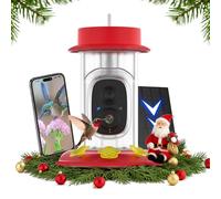 Mangeoire professionnelle à énergie solaire pour colibri avec caméra - Identification des oiseaux AI, vidéo 2K, suspension extérieure, cadeau d'observation des oiseaux