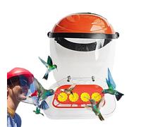 Mangeoire réglable pour colibri - Style chapeau pour oiseaux d'extérieur, masque facial avec 4 ports, innovation de réduction des déchets, distributeur portable suspendu, mangeoire durable pour