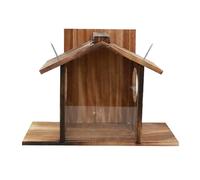 Mangeoire robuste en pin pour écureuils de 15 mm avec panneau avant transparent et dessus rabattable pour un remplissage sans effort des noix. Fenêtre acrylique pour écureuils Mangeoire