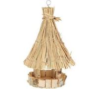 Mangeoire ronde en bouleau avec toit en chaume NC G