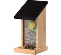 Mangeoire silo murale pour graines et boules de graisse - H 29,3 cm - Bois pin, verre acrylique