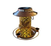 Mangeoire Solaire à Oiseaux Suspendue, Lanterne Fer Forgé Extérieur | Led, Panneau Polycristallin 2v 100ma, Ip44, Style Rétro Européen, Jardin et Balcon