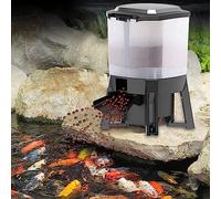 Mangeoire solaire automatique à poissons avec écran LCD, minuterie programmable et alimentation dispersée à 120° pour utilisation en étang, idéale pour les vacances et les week-ends