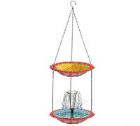 Mangeoire solaire d'extérieur pour colibri avec capacité d'alimentation et de bain simultanées pour une meilleure visite des oiseaux (rose)