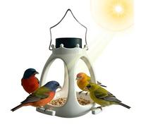 Mangeoire solaire pour oiseaux - Dispositif d'alimentation avec lumière LED d'extérieur pour décoration - Pratique pour alimentation de volailles, pour poissons, balcons, passerelles, jardins, forêts