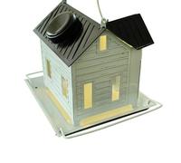 Mangeoire solaire pour oiseaux - Distributeur de nourriture en métal crevé avec lampe solaire à énergie solaire - Décoration extérieure