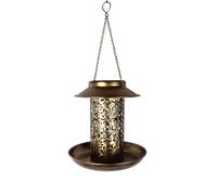 Mangeoire solaire pour oiseaux en fer à suspendre à l'air dernière intervention, mangeoire à oiseaux, jardin, pelouse, classique, créatif, décoratif, lumière de paysage, 7,5 x 7,5 pouces