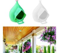 Mangeoire sphérique compacte pour petits oiseaux avec corps et large ouverture d'alimentation permettant une sensibilisation en temps réel à l'extérieur (blanc)