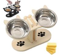 Mangeoire surélevée antidérapante avec 3 bols, pour animaux de compagnie, gamelle pour chat surélevée à 15 °, gamelle pour chat et chat 3 en 1 - Ensemble gamelle et gamelle d'eau pour chien (C,2