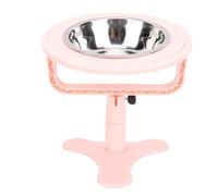 Mangeoire surélevée pour chat avec gamelle inclinée en acier inoxydable et support amovible, hauteur réglable, couleur gris ou beige (Pink)