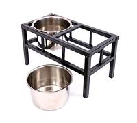 Mangeoire surélevée pour chien avec 2 gamelles amovibles en acier inoxydable - Distributeur d'eau et de nourriture pour animaux de compagnie - Support pour grand chien pour chat