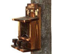 Mangeoires À Écureuils D'extérieur - Barre Amusante en Bois pour Écureuils, Trois Petits Tabourets, Boîte Résistante Aux Intempéries avec Un Motif | Jardin Patio Cour Décoration De La Faune Mange