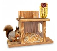 Mangeoires à écureuils pour l'extérieur, boîte à écureuils rabattable en bois avec fenêtre transparente, barre noix résistante aux intempéries, mangeoire tamias pour terrasse en bois, arbre, clôt