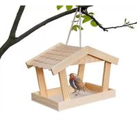 Mangeoires à oiseaux à suspendre à l'extérieur, mangeoire à oiseaux sauvages résistante aux intempéries pour cardinaux, plate-forme d'alimentation en bois pour jardin cour