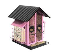 Mangeoires À Oiseaux Anti-Écureuils | Distributeur Transparent Métallique pour Chardonnerets à Double Toit,Accessoires d'Observation des Oiseaux pour Terrasse et Balcon des Amoureux de la Nature