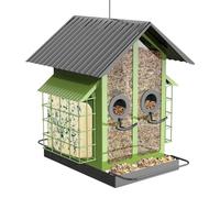 Mangeoires à oiseaux anti-écureuils | Grande mangeoire transparente pour oiseaux avec double toit - Fournitures d'alimentation et d'arrosage pour oiseaux, clôture, terrasse, jardin, balcon, porche
