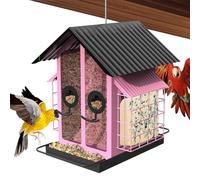 Mangeoires à oiseaux anti-écureuils - Mangeoire en métal transparent avec double toit | Fournitures d'oiseaux pour clôture, porche, terrasse, jardin, fenêtre, clôture, arbre