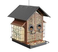 Mangeoires à oiseaux anti-écureuils - Mangeoires à oiseaux pour l'extérieur | Mangeoire pour petits oiseaux en métal acrylique avec double toit | Fournitures d'oiseaux résistantes aux intempéries pour