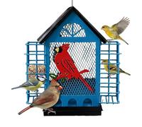 Mangeoires À Oiseaux D'Extérieur, Avec Deux Cages à Graisse Résistant aux Intempéries Station de Nourrissage pour Observation, Distributeur Pour Chardonnerets, Pour Calopsittes Canaris Inséparables Pe