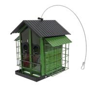 Mangeoires à oiseaux en métal à suspendre avec panneau transparent, capacité spacieuse pour une attraction toute l'année, mangeoires suspendues en plein air