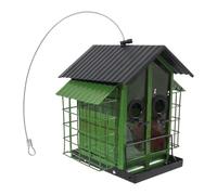 Mangeoires à oiseaux en métal antirouille avec crochet rotatif à 360° de grande capacité pour l'observation de la faune dans le jardin, double toit