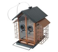 Mangeoires à oiseaux en métal antirouille avec crochet rotatif à 360 °, mangeoires de grande capacité pour l'observation de la faune et de la faune, oiseaux transparents