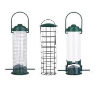 Mangeoires À Oiseaux pour Extérieur,3 Pièces Métal Résistant Aux Intempéries | Mangeoire À Oiseaux Tube Anti-Écureuils | pour Colibri Pinson Mésange Jardin Cour Terrasse Porche Balcon