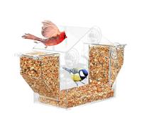 Mangeoires à Oiseaux pour Fenêtre | Boîte De Nourrissage Pour Chardonnerets Avec Ventouses Transparentes | Mangeoire Extérieure en Acrylique Anti-Écureuils | Pour Chardonneret, Observation, Balcon, Ja