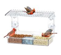 Mangeoires à oiseaux pour fenêtre, boîte de visualisation de fenêtre - Conteneur alimentaire transparent étanche avec ventouse pour décoration extérieure pour papa, maman, jardin à l'extérieur