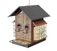 Mangeoires à oiseaux pour l'extérieur anti-écureuils - Mangeoire à oiseaux d'extérieur en métal avec double toit - Fournitures d'arrosage pour les amoureux de la nature, terrasse, observation du