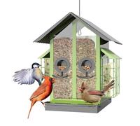 Mangeoires à oiseaux pour l'extérieur anti-écureuils | Mangeoire en métal transparent avec double toit, fournitures d'arrosage pour oiseaux pour les amoureux de la nature, terrasse, observation du