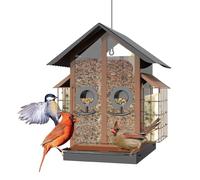 Mangeoires à oiseaux pour l'extérieur - Anti-écureuils - Transparentes - Grande mangeoire à oiseaux avec double toit - Fournitures d'arrosage pour les amoureux de la nature, terrasse, observation du