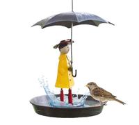 Mangeoires à oiseaux pour l'extérieur - Sculpture de jardin, mangeoire décorative, cintre en métal | Statue de fille et parapluie | Ornement rustique à suspendre pour jardin, terrasse, observation des