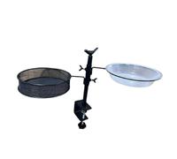 Mangeoires à oiseaux sur le pont - Bol d'eau réglable pour oiseaux - Station d'alimentation pour oiseaux, support de pot de fleurs, rotatif à 360 degrés pour porche, balcon, bain d'oiseaux