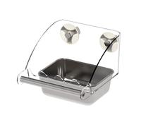 Mangeoires à perroquets avec base en acier inoxydable et couvercle en acrylique à suspendre pour petits médias et oiseaux faciles à nettoyer