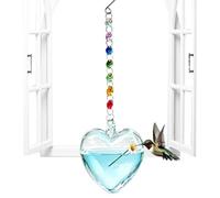 Mangeoires de Verre pour colibris Nourrisseur Anti-Fuite en Forme de cœur | Mangeoire à oiseaux décorative extérieure en verre pour jardin : perroquets, moineaux, perruches, perruches
