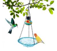 Mangeoires d'oiseaux pour extérieur-bains d'oiseaux pour extérieur, aquarelle antirouille antirouille à propulsion solaire facile à nettoyer pour la piste de casserole de patio balcon