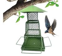 Mangeoires d'oiseaux sauvages | Abri d'oiseaux en métal avec mangeoire à oiseaux à 3 couches | Mangeoires d'oiseaux de grande capacité à 360 degrés pour la décoration extérieure du jardin