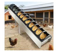 Mangeoires et abreuvoirs étroits et allongés pour Poulets avec système Anti-déversement Double Face, adaptés aux élevages de Poulets/Canards/oies, en Acier Inoxydable (60 x 11 x 7,5 cm / 23,