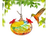 Mangeoires exquises en verre soufflé à la main avec 2 ports d'alimentation pour l'extérieur, design anti-fuite, petites mangeoires en verre pour colibris pour vitrine, embellissement de jardin et