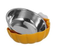 Mangeoires for perruches, mangeoires for Cages à Oiseaux, Ensemble de gamelles en Acier Inoxydable for perroquets, Hamsters, Lapins, avec Support de Serrage(Yellow)