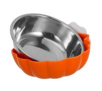 Mangeoires for perruches, mangeoires for Cages à Oiseaux, Ensemble de gamelles en Acier Inoxydable for perroquets, Hamsters, Lapins, avec Support de Serrage(Orange)