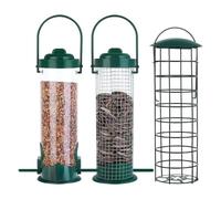 Mangeoires pour oiseaux sauvages 3 pièces grande capacité résistant aux intempéries | Mangeoires en maille tubulaire pour extérieur | pour colibri sauvage, pinson, jardin, patio, véranda, balcon