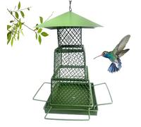Mangeoires pour oiseaux sauvages - Mangeoire à oiseaux en métal à 3 couches | Mangeoire à oiseaux suspendue | Mangeoire extérieure pour oiseaux avec phare en métal | Mangeoire pour oiseaux rétractable