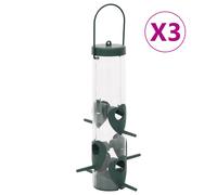 Mangeoires pour Oiseaux Station d'Alimentation Jardin 3 pcs Vert Foncé vidaXL